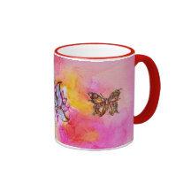 WHIMSICAL FLOWERS  AND BUTTERFLIES MUG