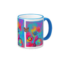 WHIMSICAL FLOWERS  AND BUTTERFLIES MUG