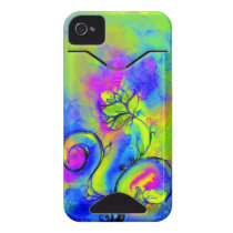 WHIMSICAL FLOWERS pink yellow green purple Iphone 4 Id Cover