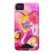 WHIMSICAL FLOWERS pink yellow purple Id Iphone 4 Cases