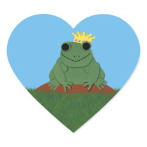 Whimsical Frog Prince with Crown Heart Stickers