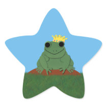 Whimsical Frog Prince with Crown Star Stickers