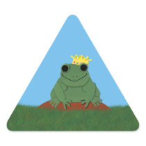 Whimsical Frog Prince with Crown Triangle Sticker