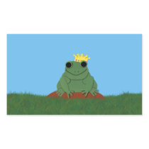 Whimsical Frog Prince with Crown Rectangular Stickers