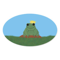 Whimsical Frog Prince with Crown Sticker