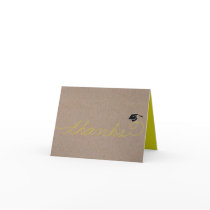 Whimsical Graduation Thank You: Yellow Greeting Card