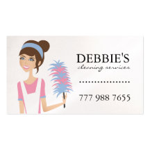 Whimsical House Cleaning Services Business Cards