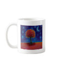 Whimsical landscape painting art stars for wishing mugs