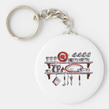 Whimsical Old Fashioned Kitchen Art Keychains