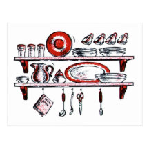 Whimsical Old Fashioned Kitchen Art Postcard