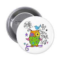 Whimsical Owl Illustration Buttons