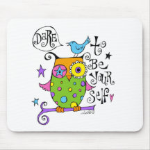 Whimsical Owl Illustration Mouse Pads