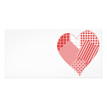 Whimsical patchwork heart photo cards