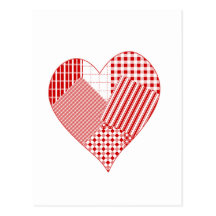 Whimsical patchwork heart postcards