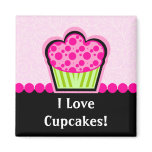 Whimsical Pink Cupcake Magnet