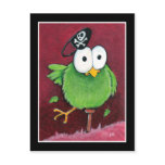 Whimsical Pirate Bird with Wooden Leg Postcard