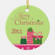 Whimsical presents photo christmas ornament
