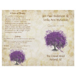 Whimsical Purple Heart Leaf Tree Wedding Program flyers