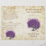 Whimsical Purple Heart Leaf Tree Wedding Program Full Colour Flyer