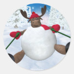 Whimsical Reindeer: Clumsy Skier Sticker