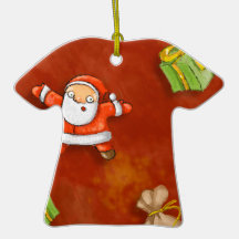 whimsical santa and presents pattern christmas tree ornament