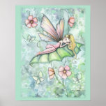 Whimsical Sleepy Flower Fairy Poster Art posters