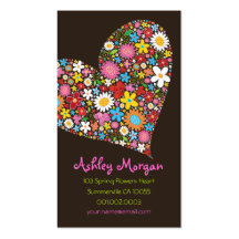 Whimsical Spring Flowers Valentine Heart Love Business Card