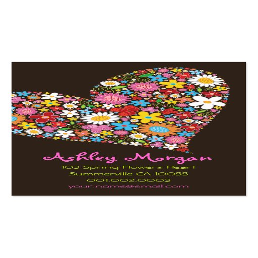 Whimsical Spring Flowers Valentine Heart Love Business Card