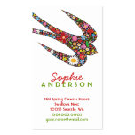 Whimsical Swallow Spring Flowers Business Card