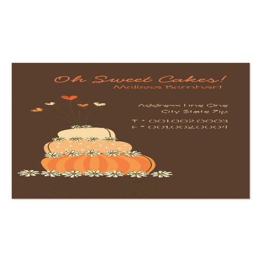 Whimsical Sweet Peach Orange Wedding Birthday Cake Business Card Templates