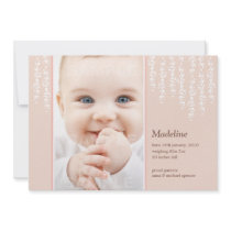Whimsical Vines Birth Announcement Pink Card