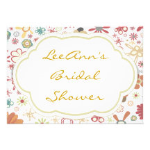 whimsical vintage abstract flowers shower or party announcements