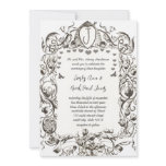 Whimsical Vintage Bee & Bee Hive Scrolled Flowers invitations