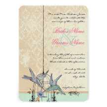 Whimsical Vintage Bird Cage Wedding Invitations
