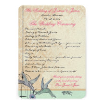 Whimsical Vintage Bird Cage Wedding Program Personalised Announcement
