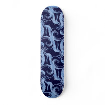 Whimsical Vintage Blue Waves skateboard