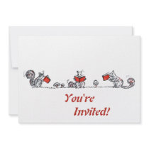 Whimsical Vintage Reading Squirrels
