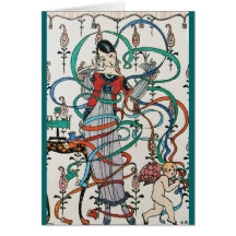 WHIMSICAL YOUNG GIRL / Happy Birthday Greeting Cards