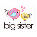 Whimsy Birds Big Sister T-shirt Announcement Postcard