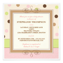 Whimsy Girl Pink Polka Dot Baby Shower Invitation