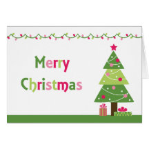 Whimsy merry christmas tree lights greeting card