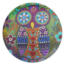 whimsy owl dinner plate