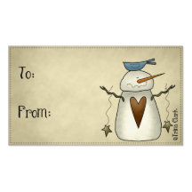 Whimsy Snowman Country Primitive Design Gift Tags Business Card
