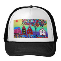 Whimsy Town By Prisarts Trucker Hats