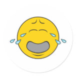 Whining Crying Smiley Face Round Sticker