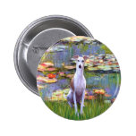 Whippet (brown-white) - Lilies 2 Pinback Button