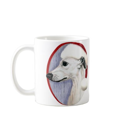 Whippet Christmas White Santa Coffee Mugs