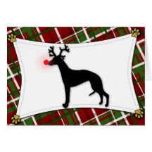 Whippet Reindeer Christmas Card