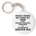 Whips Chains Tattoos & Piercings Excite Me keychains