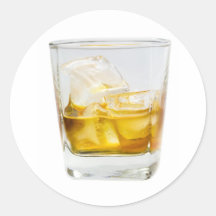 Whiskey on the rocks round stickers